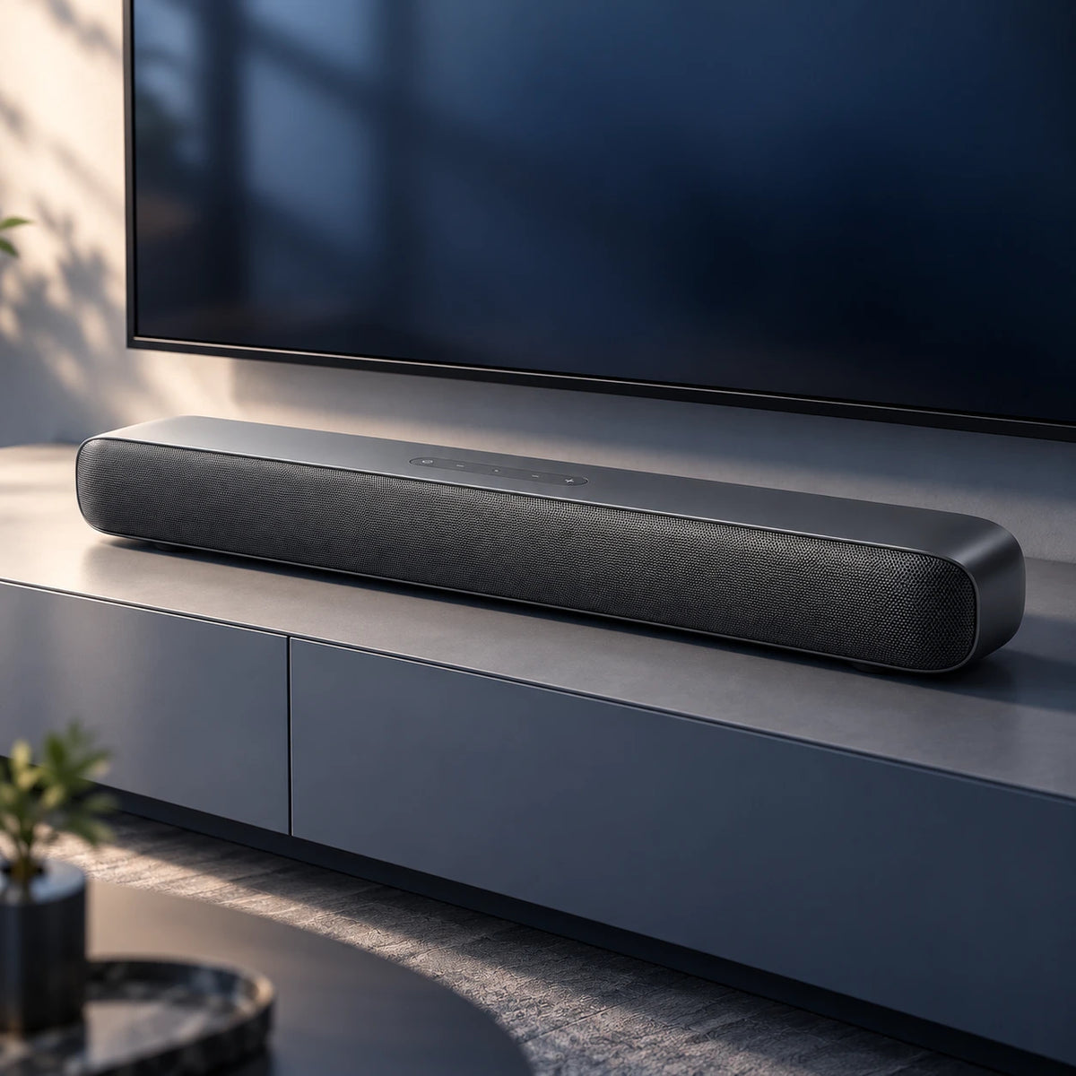 kinsorea Cinema Soundbar: everyday setting; surrounding objects are styling only