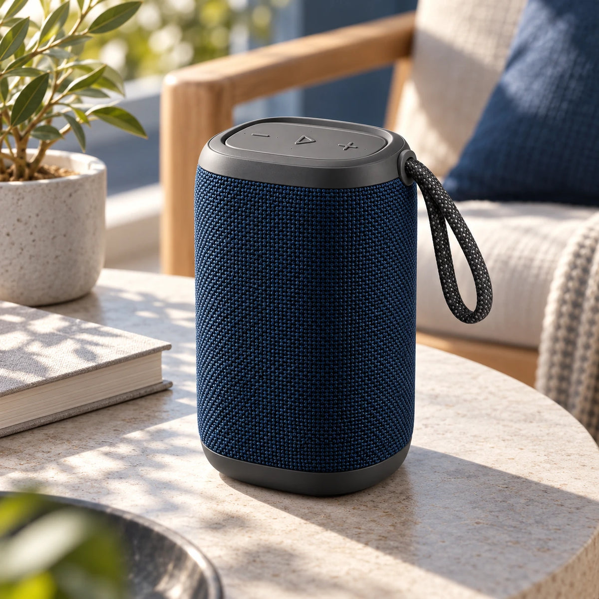 kinsorea Roam Speaker: everyday setting; surrounding objects are styling only